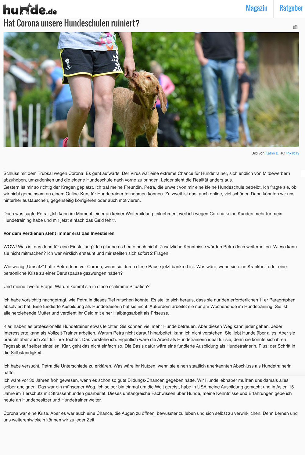 Antje Hebel - Corona und Hundeschulen